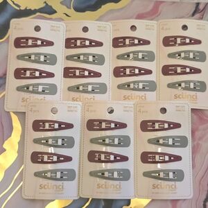 Scunci Snap Clips —  Grey and Burgundy  Hair Clips